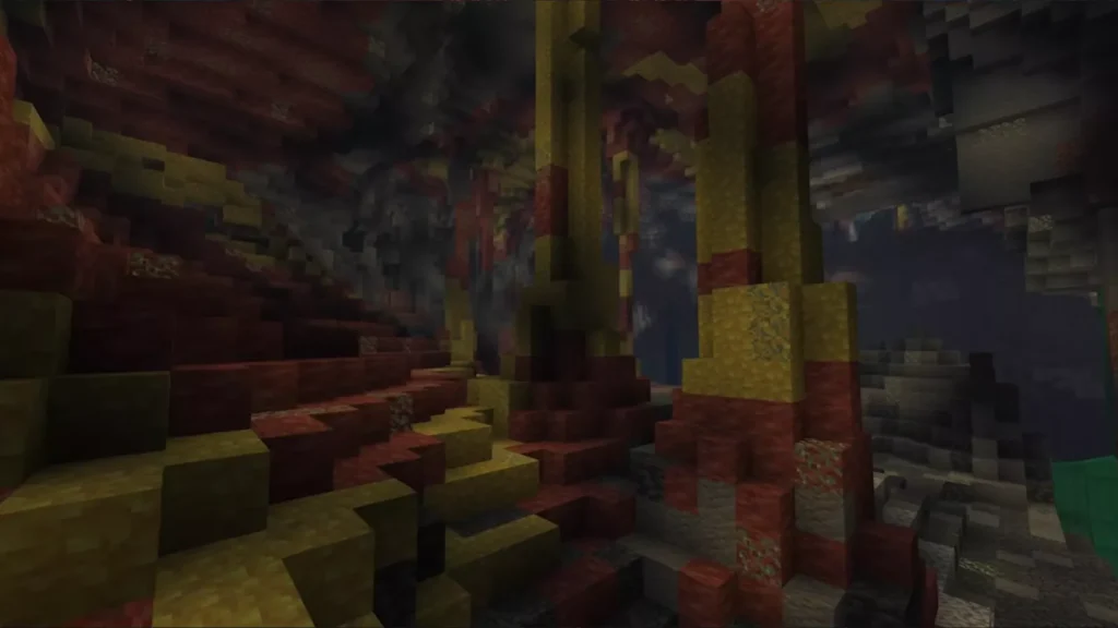 A still of Sulfur Caves Biome in Minecraft game